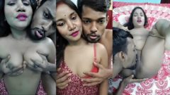 Horny lover presses desi bhabhi's nude boobs and fingers her wet pussy hard